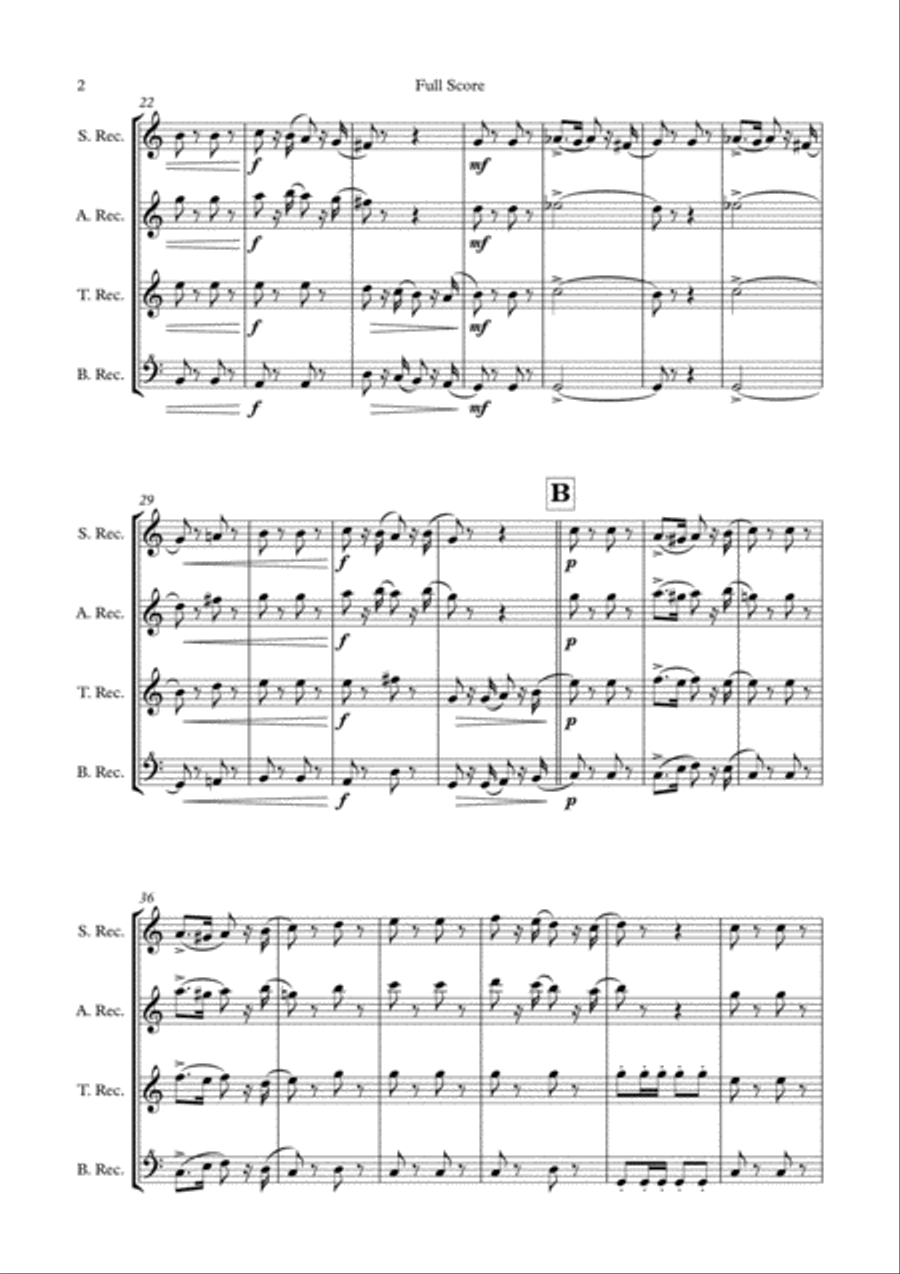 March of the Wooden Soldiers for Recorder Quartet Small Ensemble scores gallery preview page 3