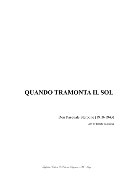 QUANDO TRAMONTA IL SOL - Arr. for SATB Choir and Organ image number null
