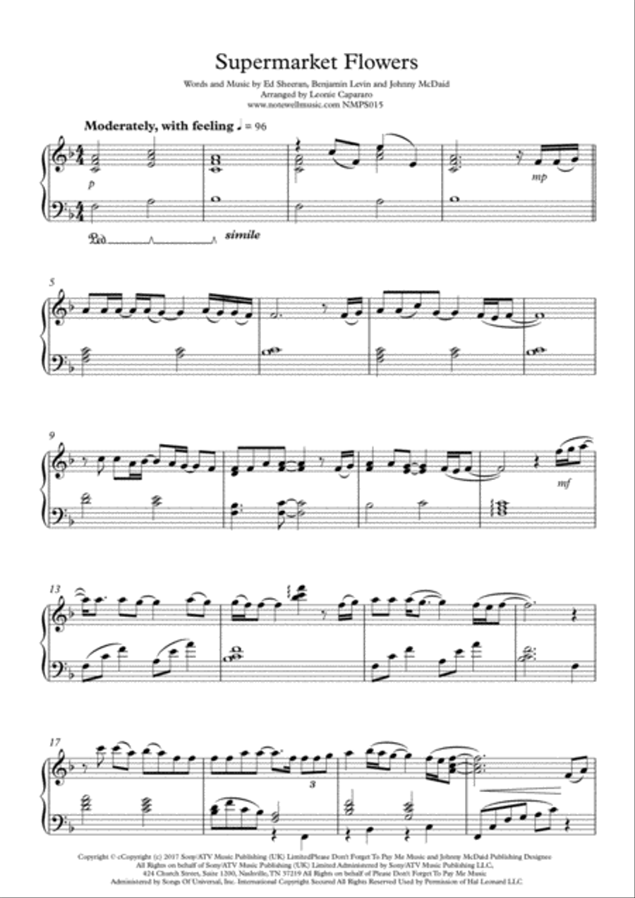 Supermarket Flowers Supermarket Flowers Piano Solo scores gallery preview page 2