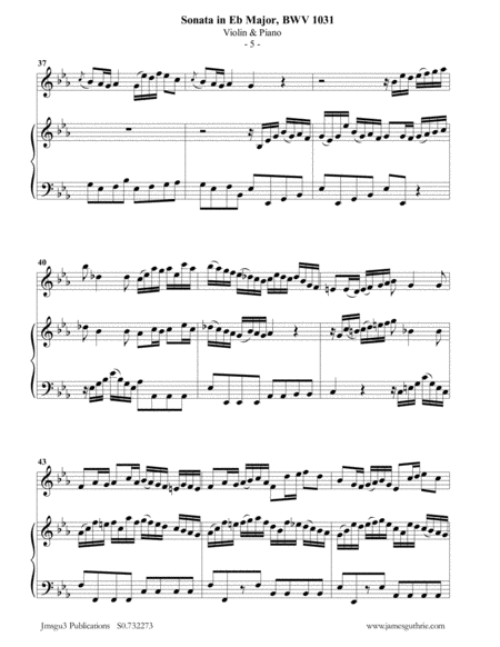 BACH: Sonata in Eb BWV 1031 for Violin & Piano image number null