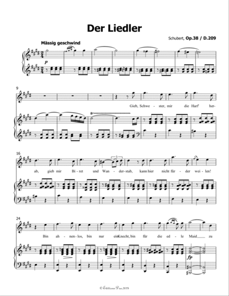 Der Liedler, by Schubert, Op.38(D.209), in c sharp minor Voice scores gallery preview page 3