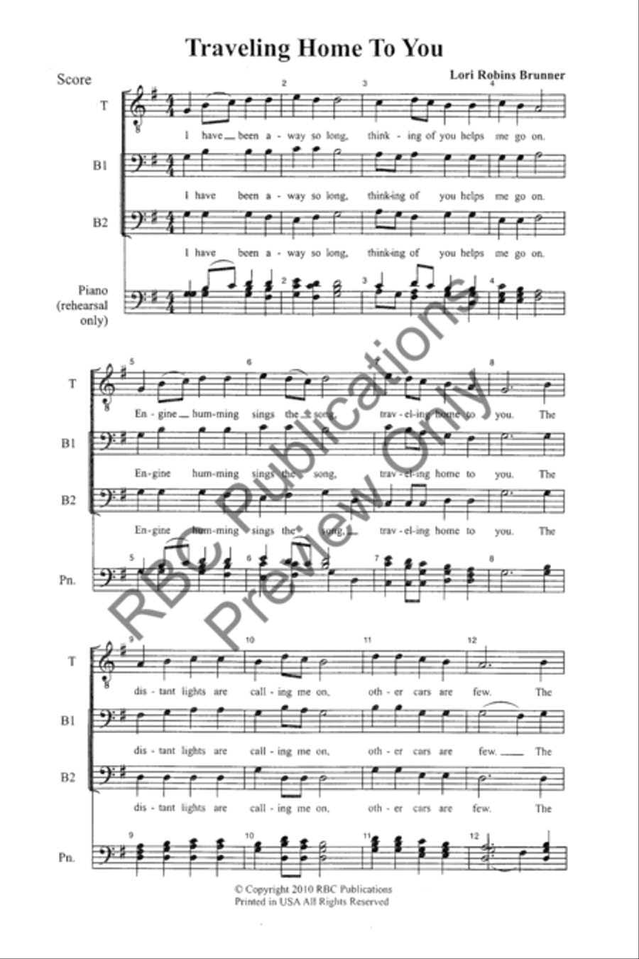 Traveling Home To You (TBB) 3-Part scores gallery preview page 3