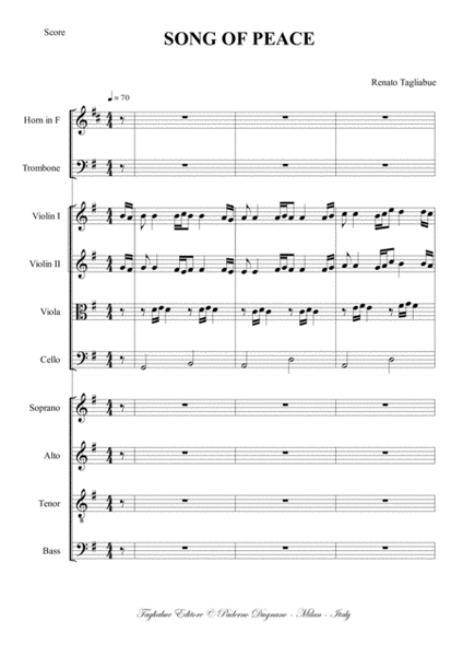 SONG OF PEACE - Tagliabue - Trombone, Horn in F, String Quartet, Choir, SATB image number null