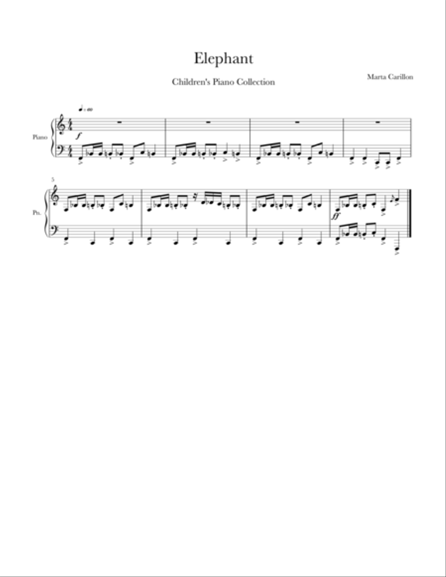Elephant Elephant Easy Piano scores gallery preview page 1