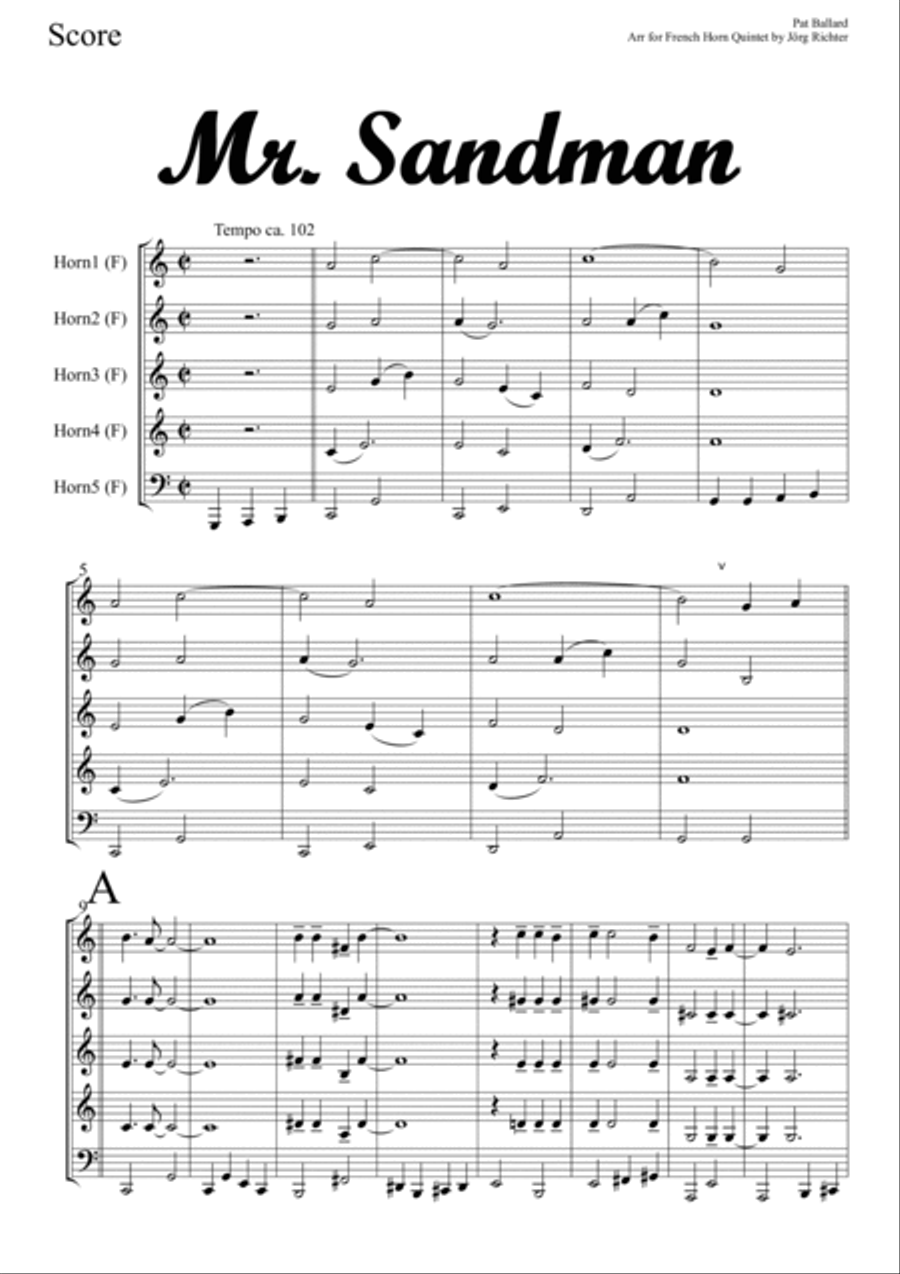 Mr. Sandman Brass Quartet scores gallery preview page 2