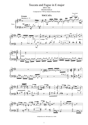 Bach - Toccata and Fugue in E major BWV 566 for Piano