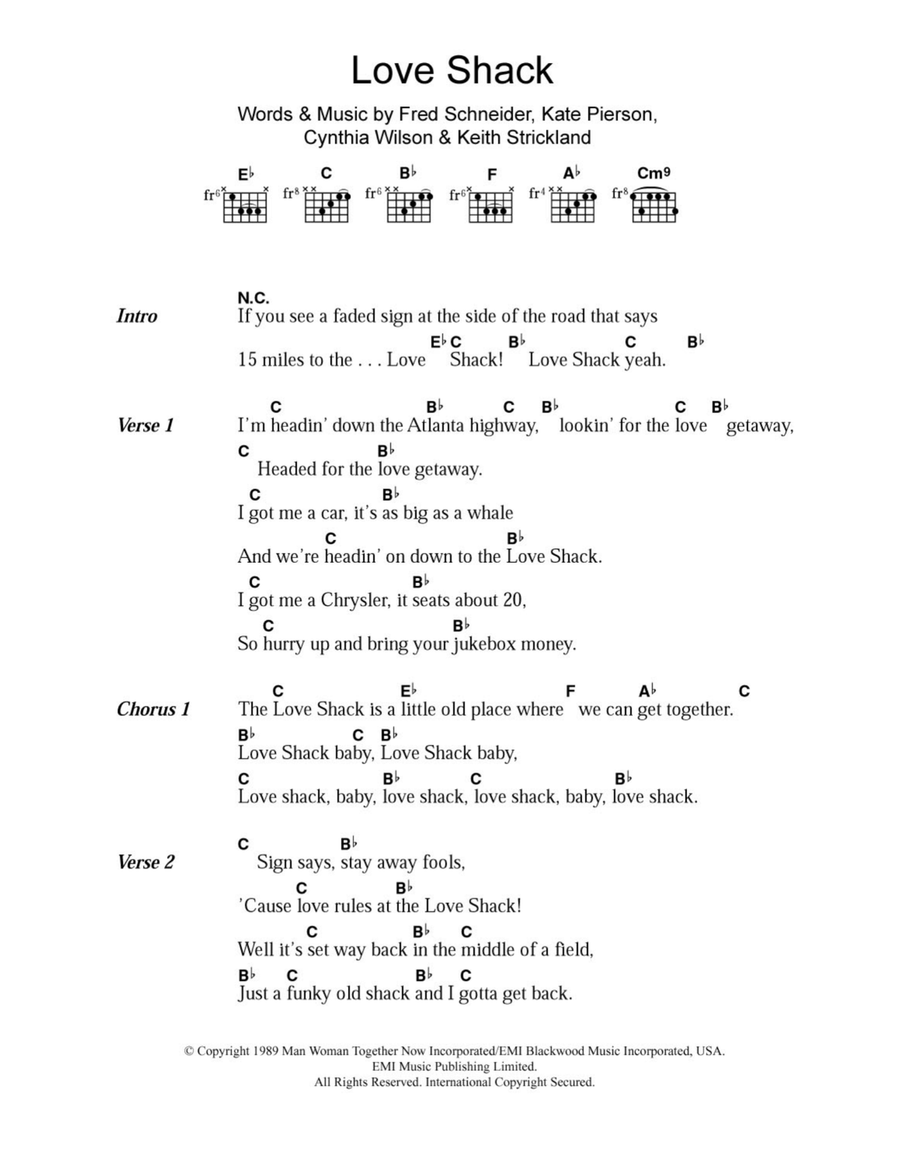 Love Shack Acoustic Guitar scores gallery preview page 1