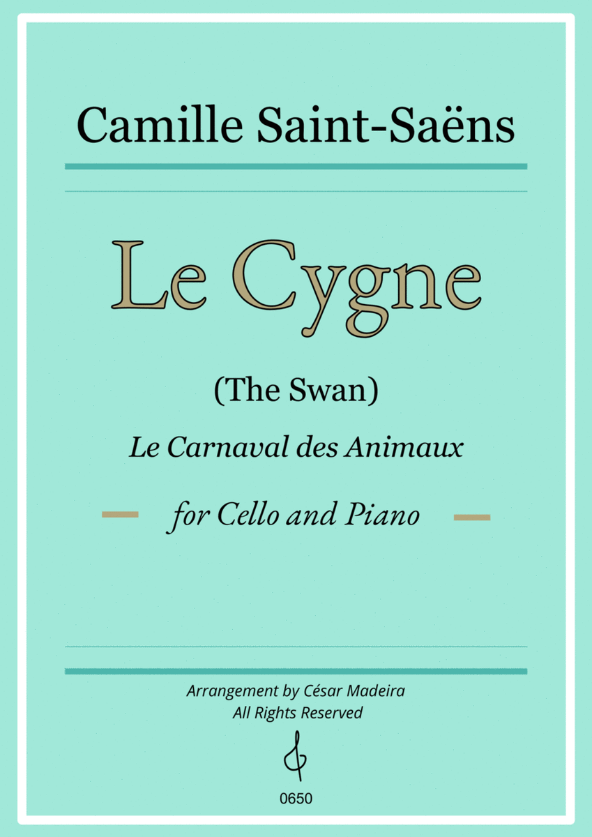 The Swan (Le Cygne) by Saint-Saens - Cello and Piano (Full Score) image number null