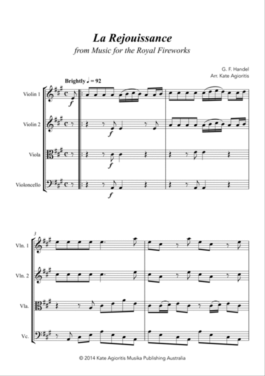La Rejouissance (from Music for the Royal Fireworks) - String Quartet String Quartet scores gallery preview page 5