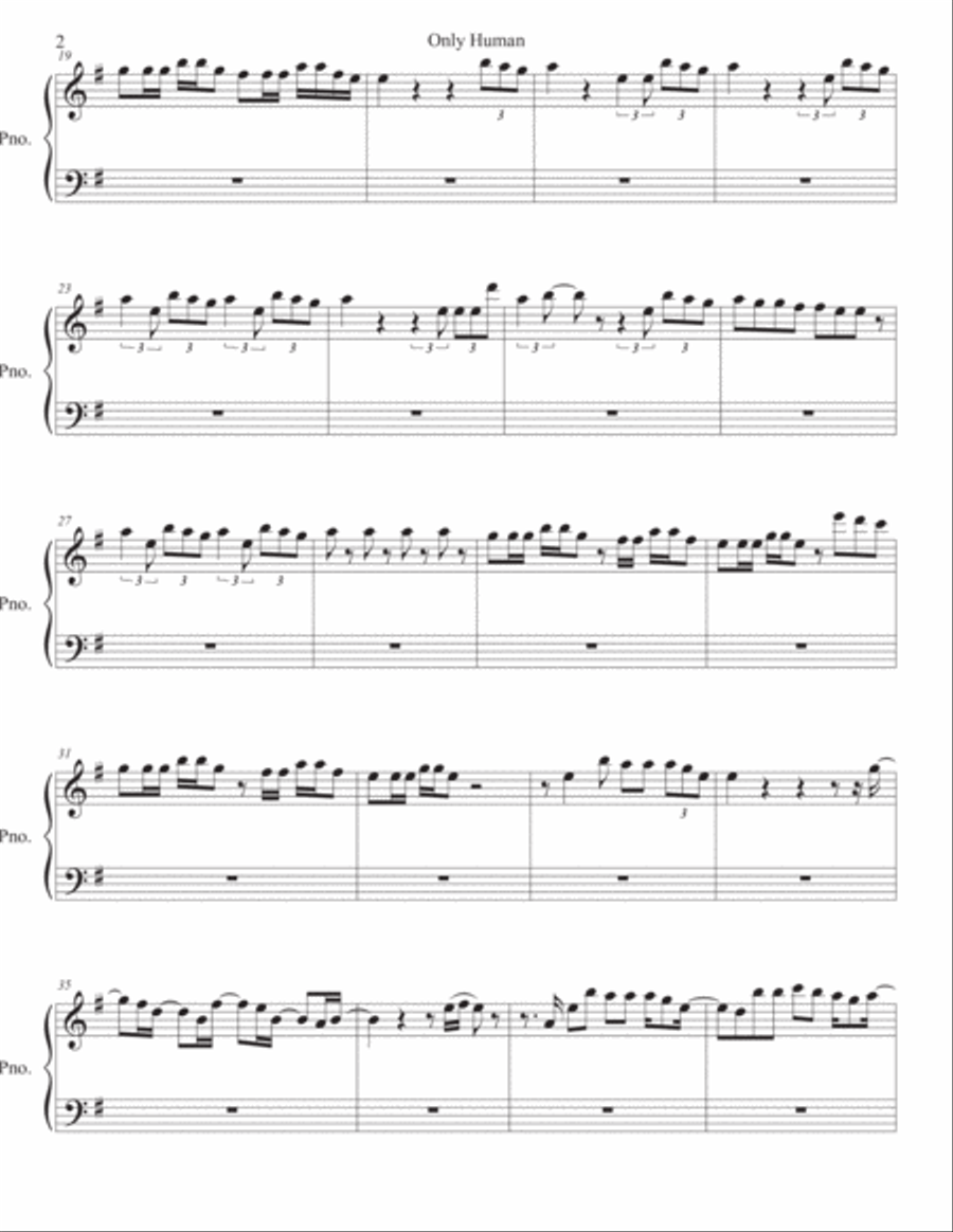 Only Human Piano Solo scores gallery preview page 2