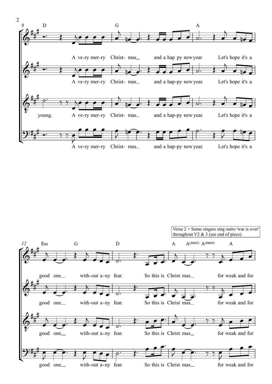 Happy Xmas (War Is Over) Happy Xmas (War Is Over) 4-Part scores gallery preview page 2
