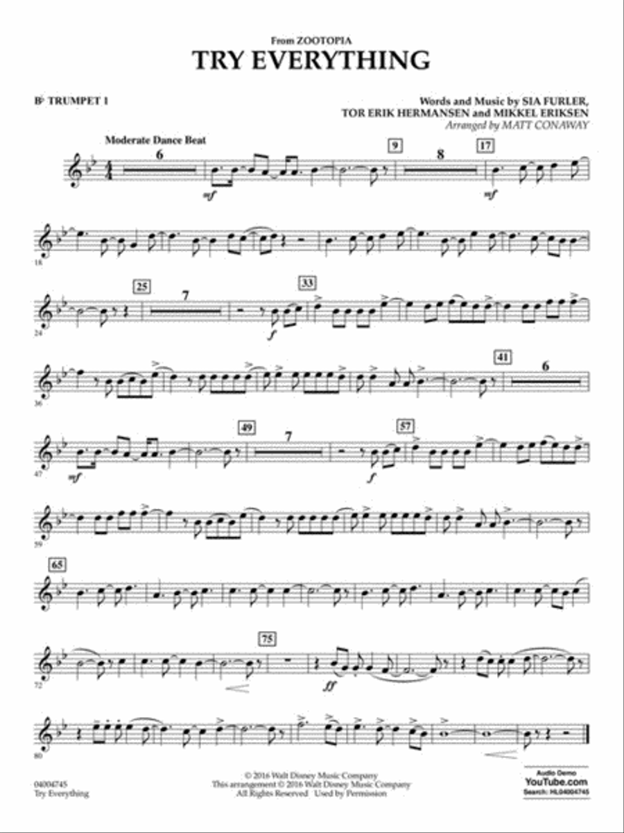 Try Everything (from Zootopia) Concert Band scores gallery preview page 6