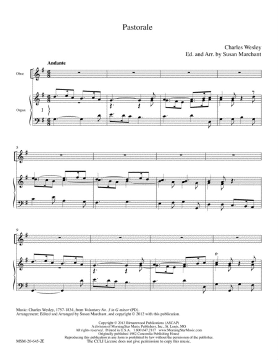 Pastorale Clarinet scores gallery preview page 1