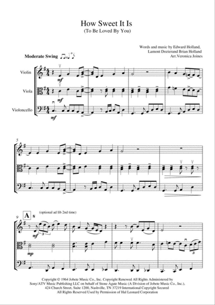 How Sweet It Is (To Be Loved By You) String Trio scores gallery preview page 2