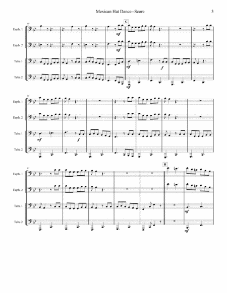 Mexican Hat Dance - Tuba/Euphonium Quartet by Traditional Brass Ensemble - Digital Sheet Music