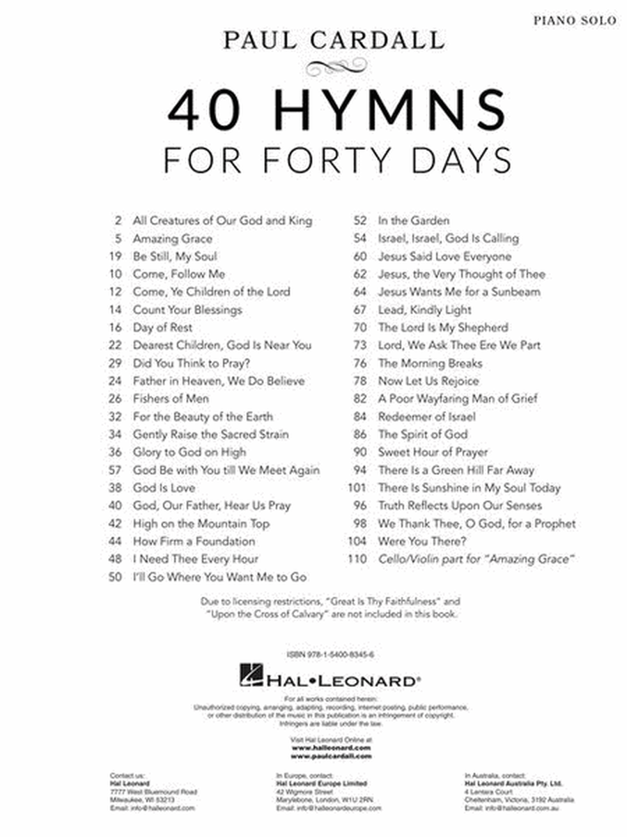 Paul Cardall – 40 Hymns for Forty Days