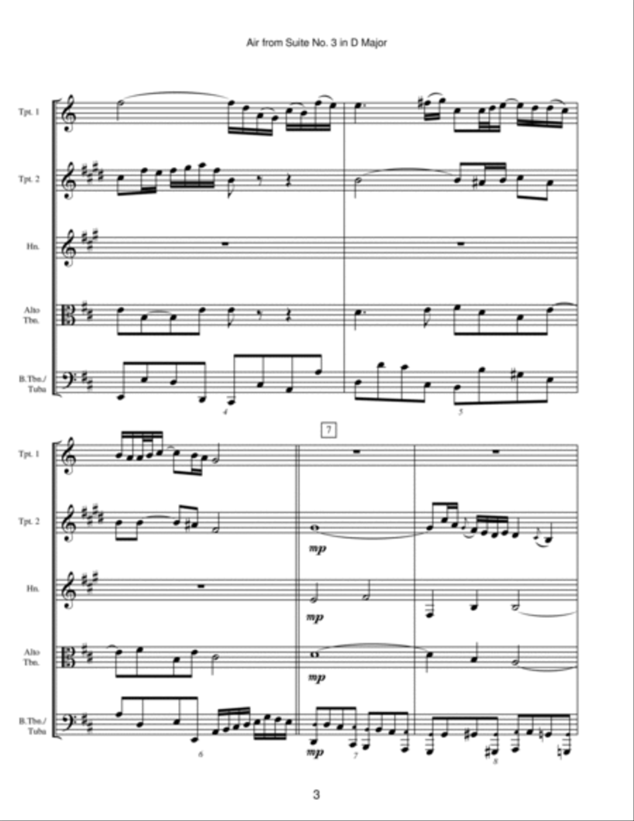 Air on a G String (Air from Suite No. 3 in D Major) Brass Ensemble scores gallery preview page 3