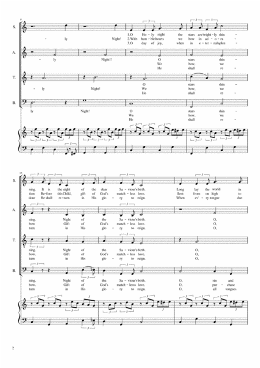 Holy Night 4-Part scores gallery preview page 2