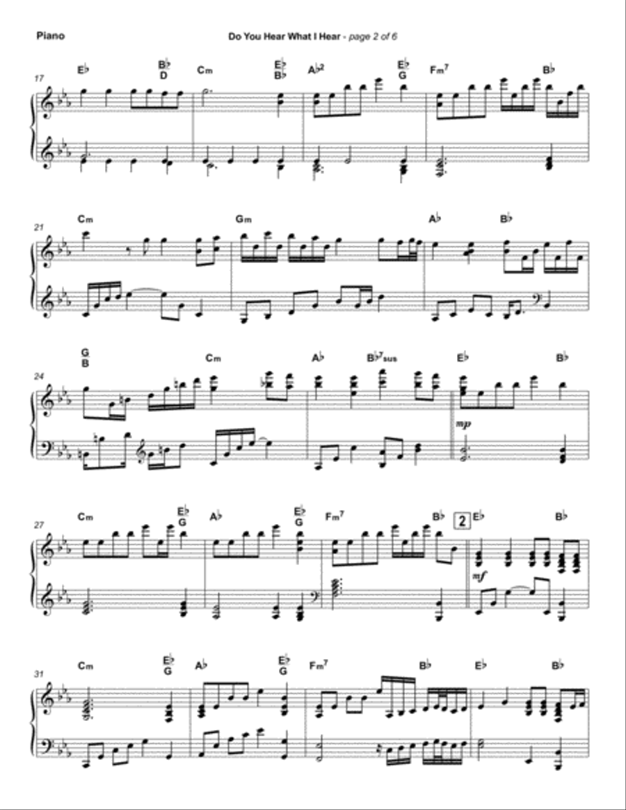 Do You Hear What I Hear Piano Solo scores gallery preview page 3