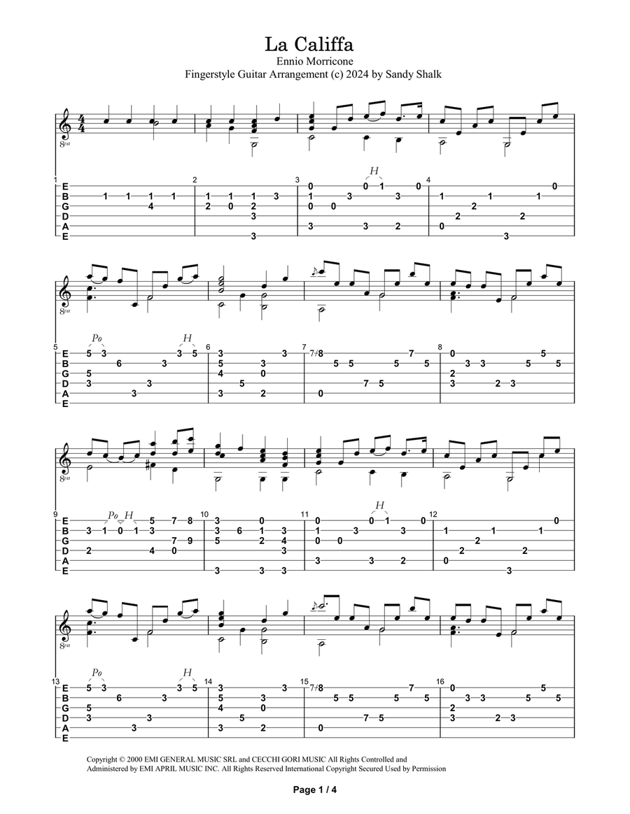 La Califfa Acoustic Guitar scores gallery preview page 1