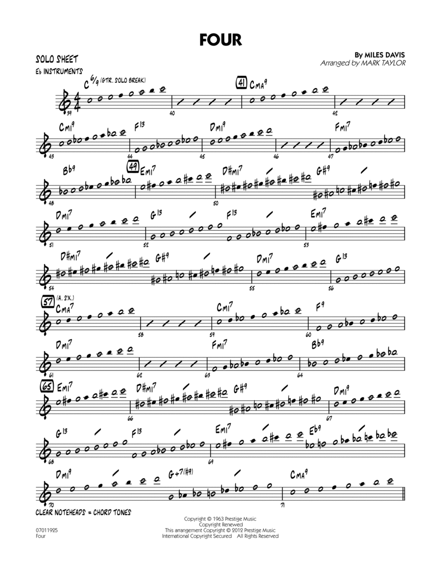 Four - Eb Solo Sheet Jazz Ensemble scores gallery preview page 1