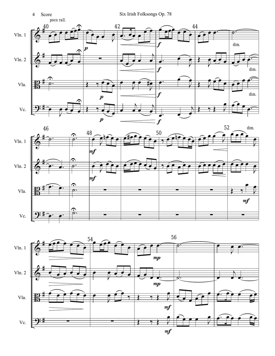 6 Irish Folksongs set for String Quartet String Quartet scores gallery preview page 5