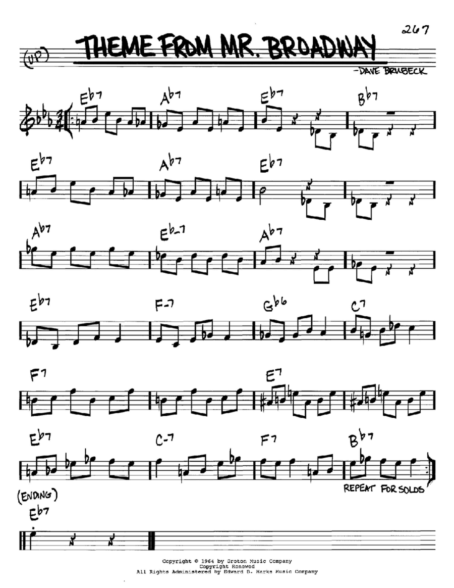 Theme From Mr. Broadway C Instrument scores gallery preview page 1