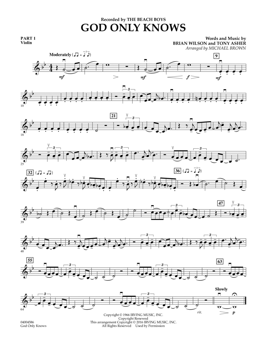 God Only Knows - Pt.1 - Violin Concert Band scores gallery preview page 1