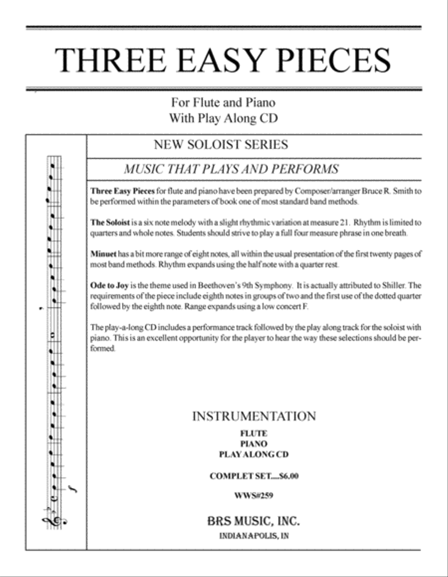 Three Easy Pieces for Flute Flute Solo scores gallery preview page 1
