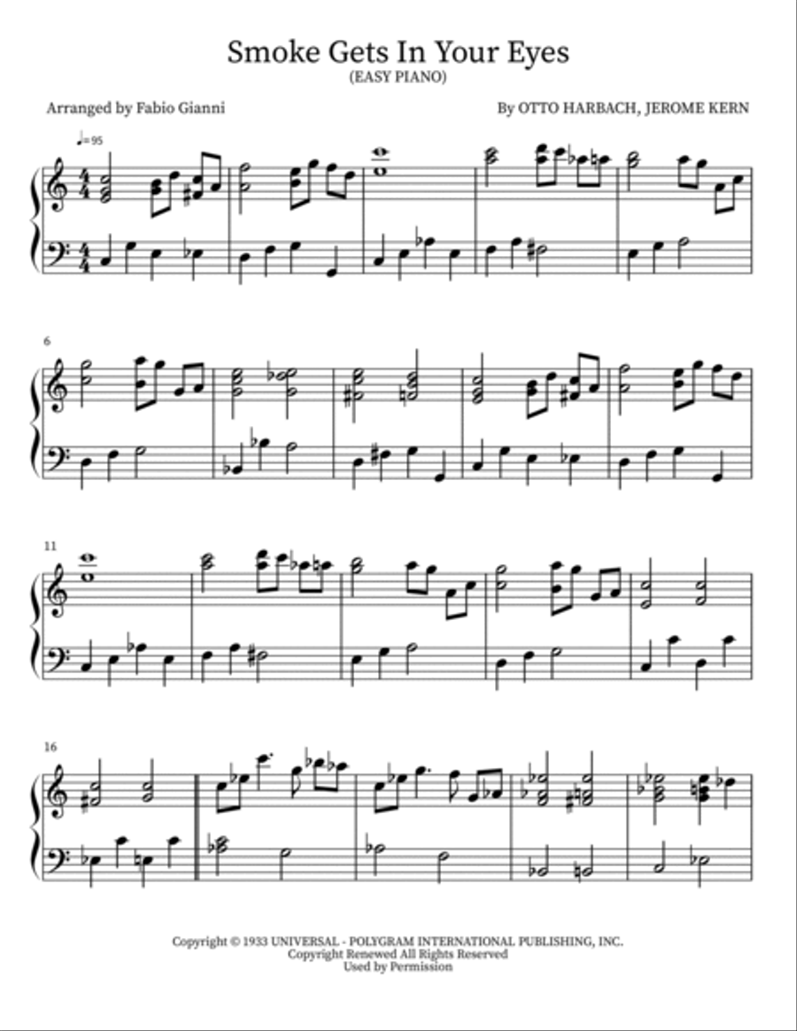 Smoke Gets In Your Eyes Smoke Gets In Your Eyes Easy Piano scores gallery preview page 2