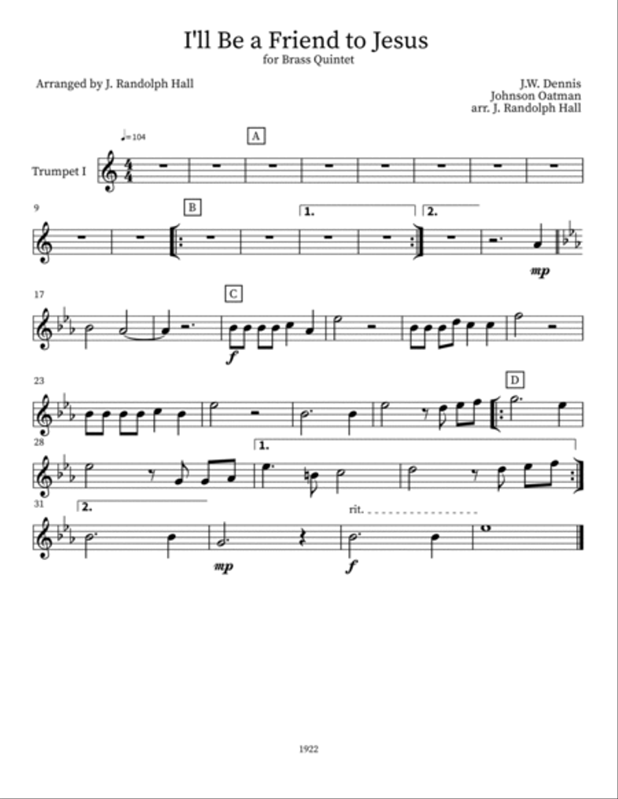I'll Be a Friend to Jesus Small Ensemble scores gallery preview page 5