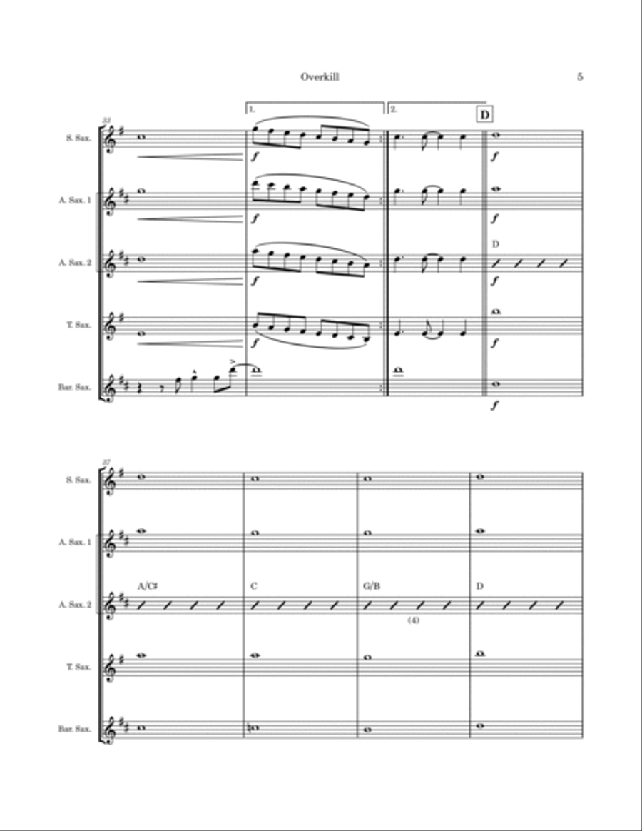 Overkill Saxophone Quartet scores gallery preview page 5
