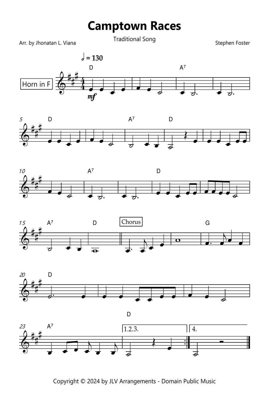 Camptown Races Horn Solo scores gallery preview page 1