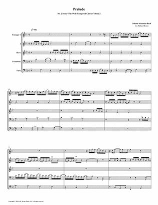 Prelude 02 from Well-Tempered Clavier, Book 2 (Brass Quintet)