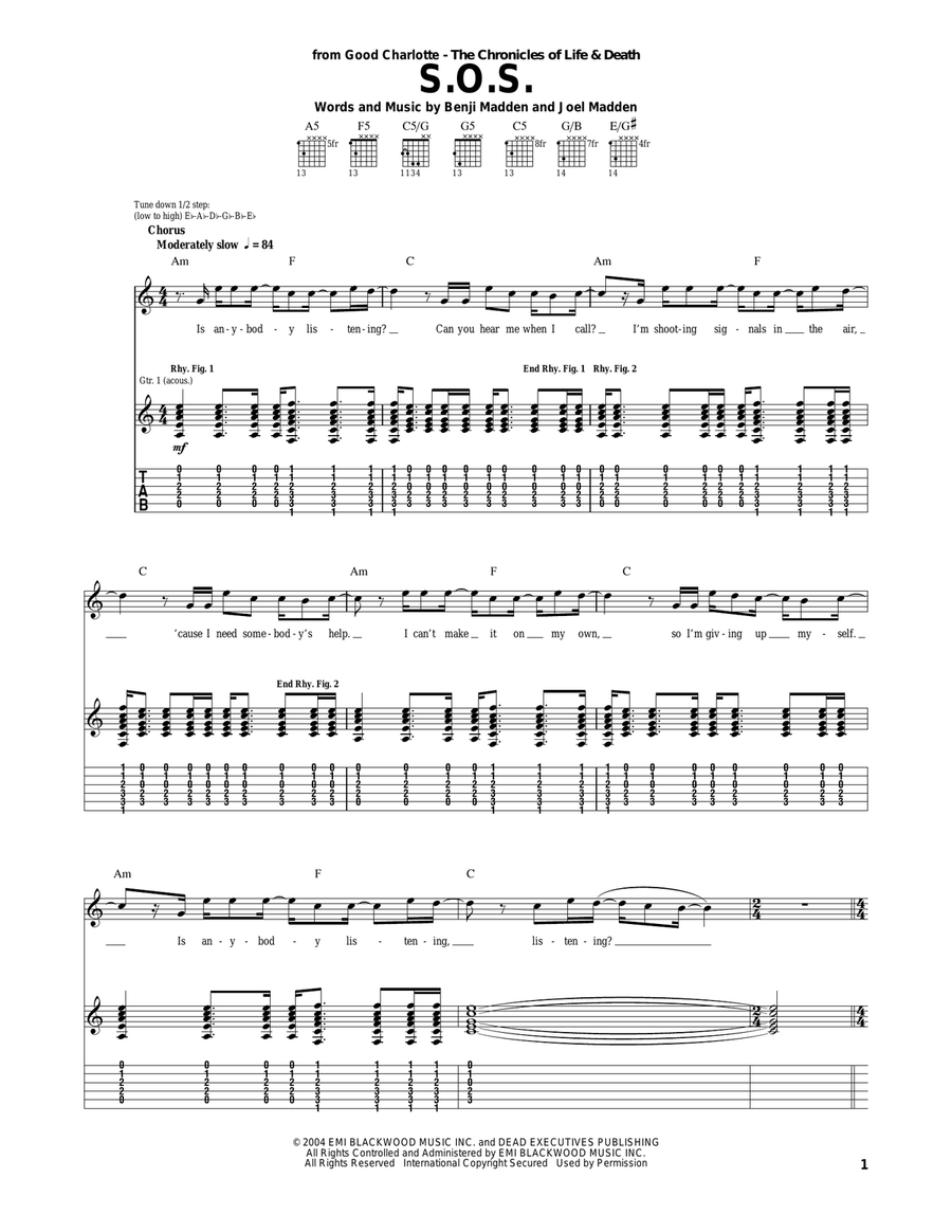 S.O.S. Acoustic Guitar scores gallery preview page 1