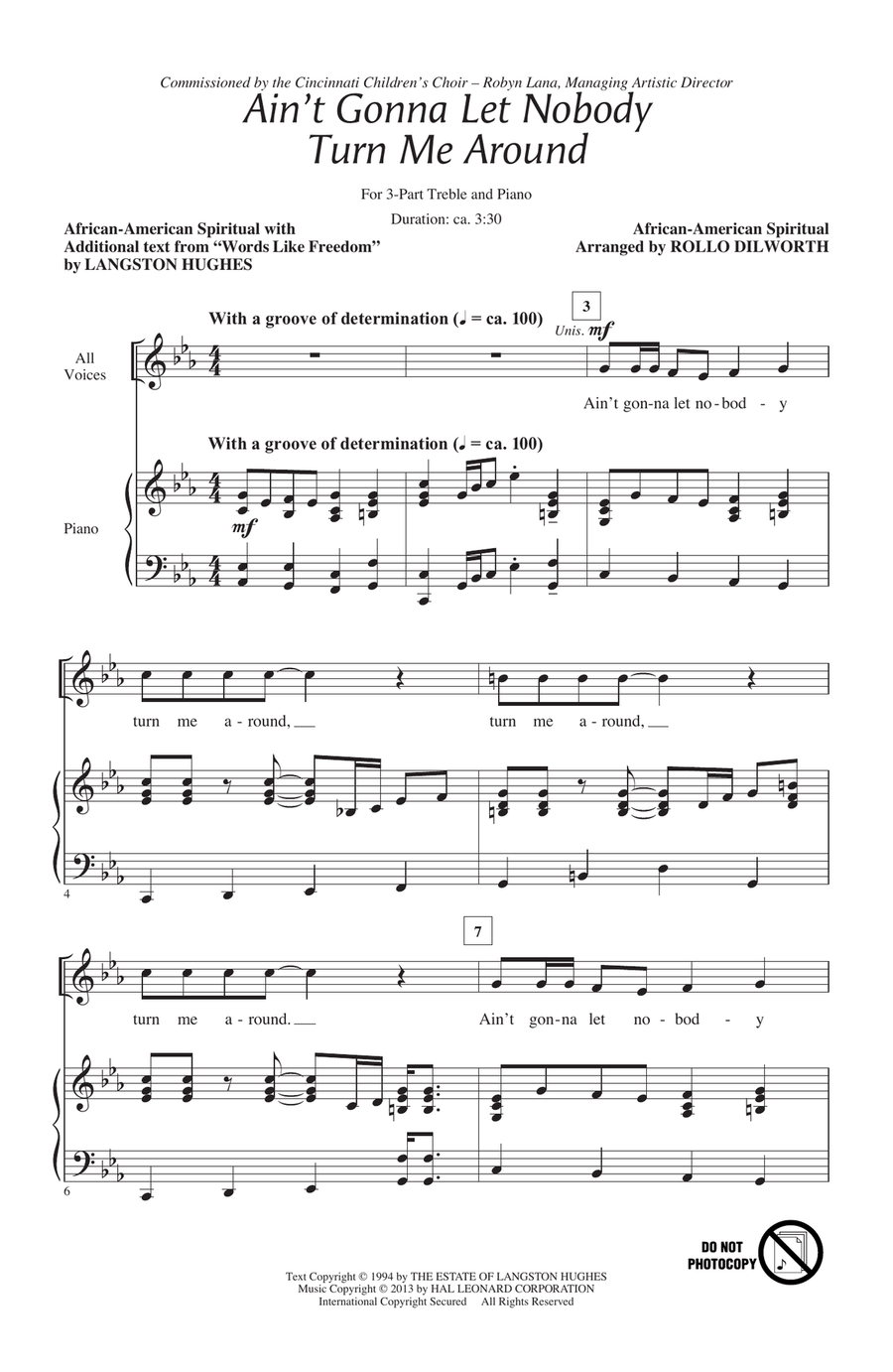 Ain't Gonna Let Nobody Turn Me Around Women's Choir scores gallery preview page 1