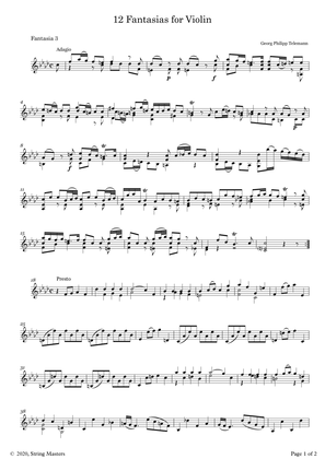 Telemann 12 Fantasias for Solo Violin, No 03