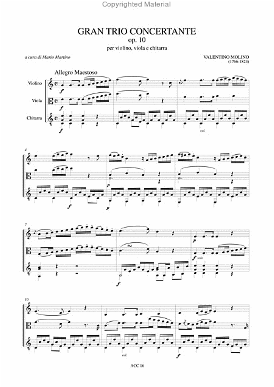 Gran Trio Concertante Op. 10 for Violin, Viola and Guitar String Orchestra scores gallery preview page 2