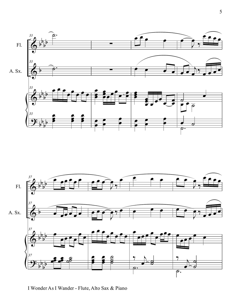 I Wonder As I Wander I Wonder As I Wander Woodwind Duet scores gallery preview page 6
