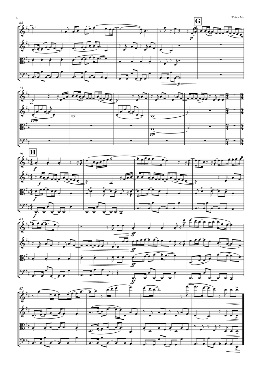 This Is Me String Quartet scores gallery preview page 4