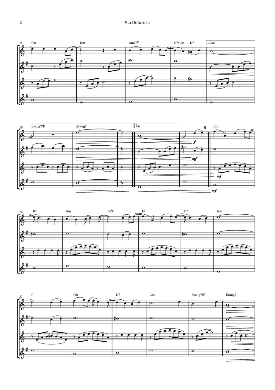 Via Dolorosa Saxophone Quartet scores gallery preview page 2
