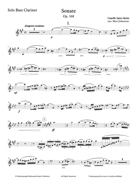 Sonate, Op. 168 for Bass Clarinet and Piano