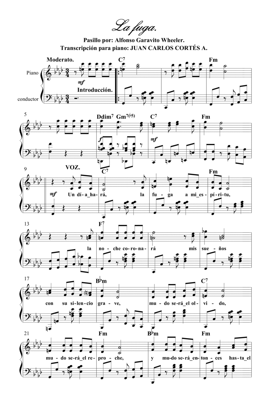La fuga. Pasillo Colombiano Piano Method scores gallery preview page 1