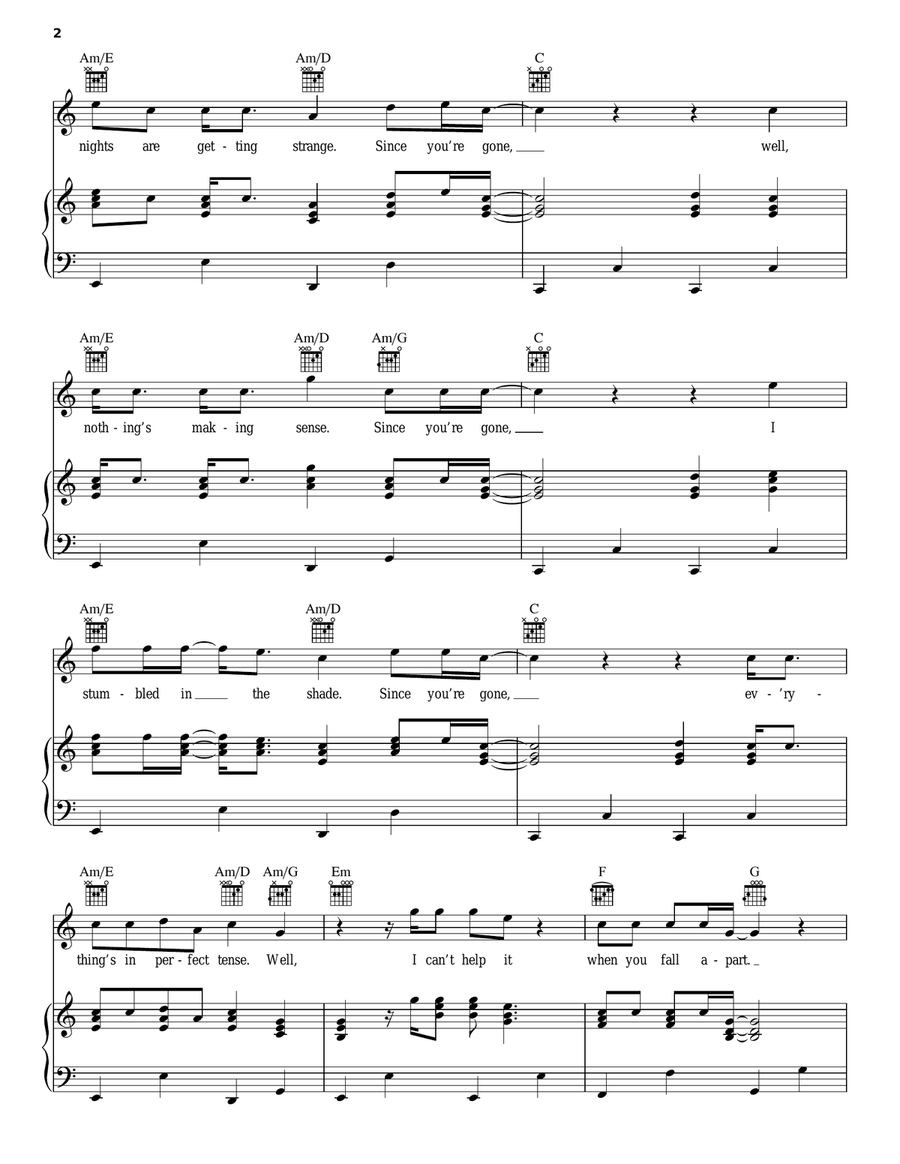 Since You're Gone Since You're Gone Piano, Vocal, Guitar scores gallery preview page 2