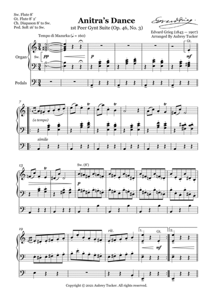 Organ: Anitra's Dance (1st Peer Gynt Suite, Op. 46, No. 3) - Edvard Grieg image number null