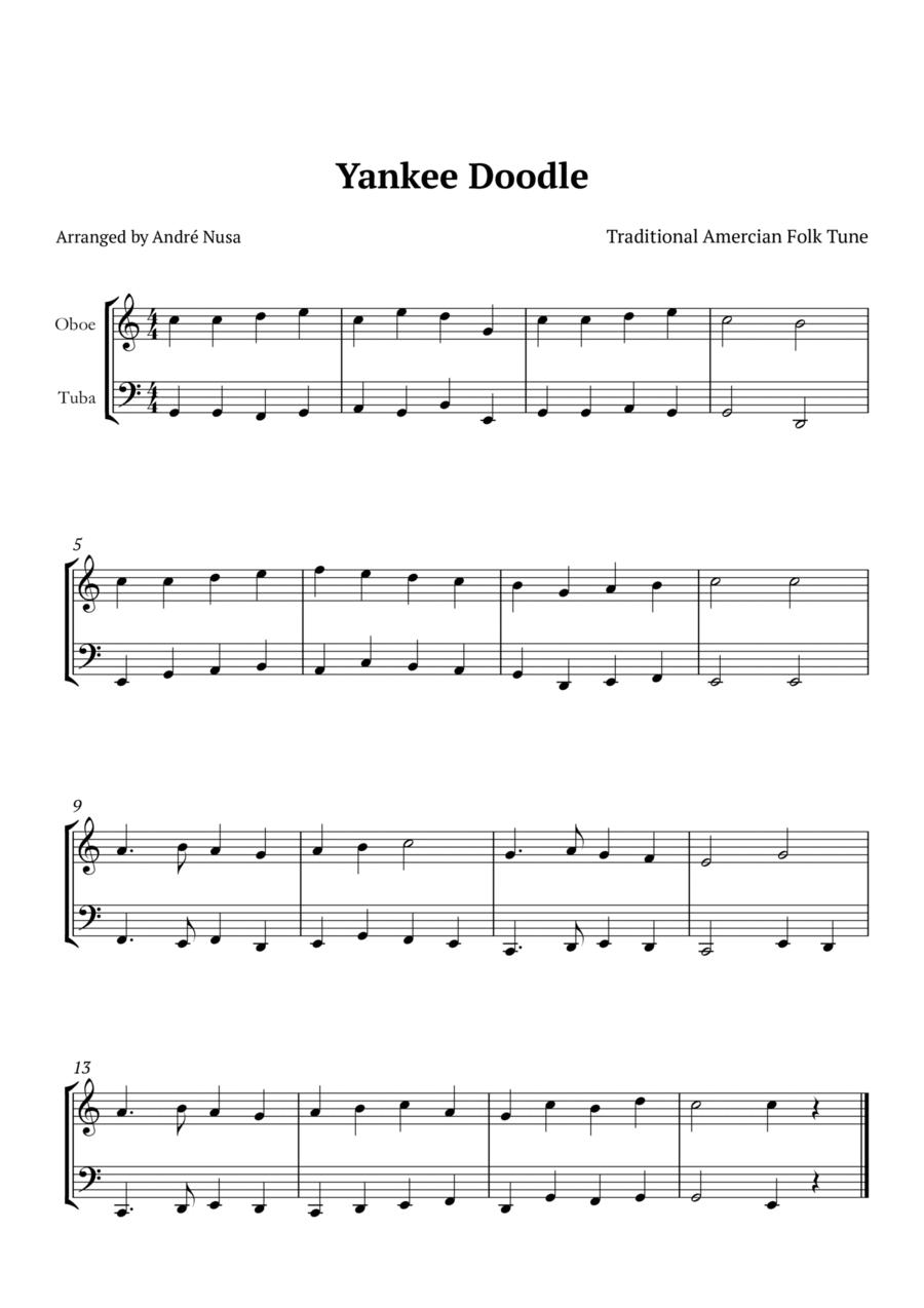 Yankee Doodle Oboe scores gallery preview page 1