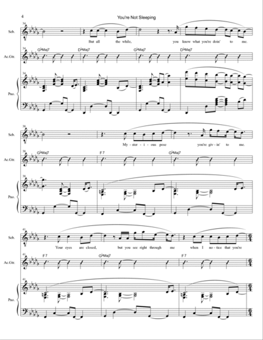 You're Not Sleeping You're Not Sleeping Piano, Vocal, Guitar scores gallery preview page 4