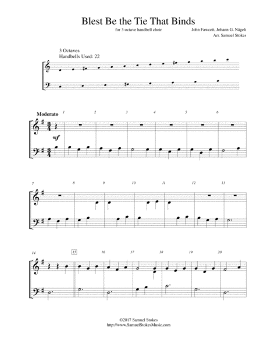 Blest Be the Tie That Binds - for 3-octave handbell choir 3-Octaves scores gallery preview page 1
