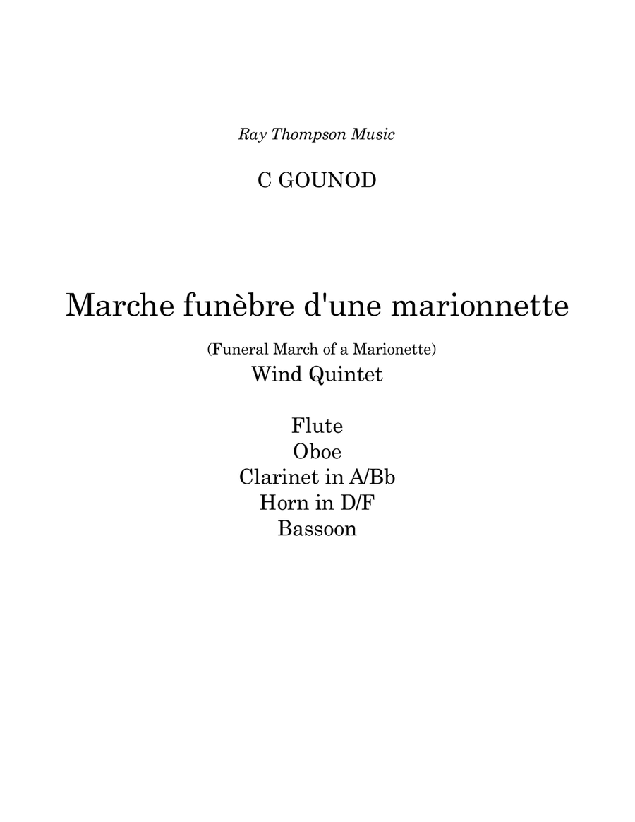 Gounod: Funeral March of a Marionette (Marche Funèbre d’une Marionette)(HitchcockTV) - wind quintet Woodwind Quintet scores gallery preview page 1