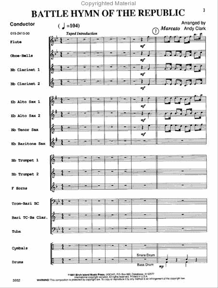 Battle Hymn of the Republic Concert Band scores gallery preview page 2